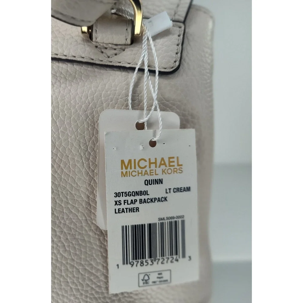 Michael Kors Quinn Leather Flap Backpack - Light Cream/Ivory - NWT